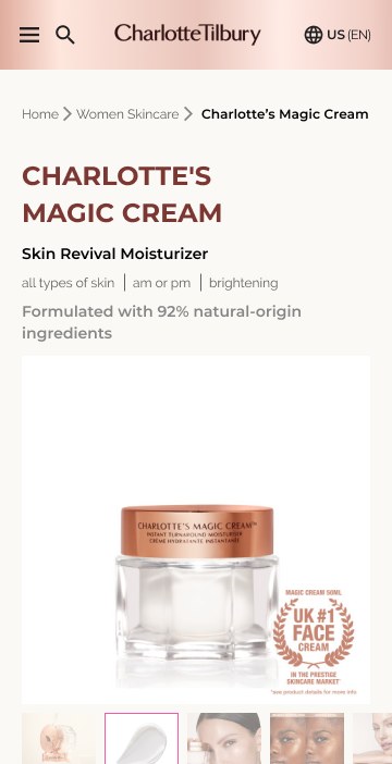 The same product detail on mobile