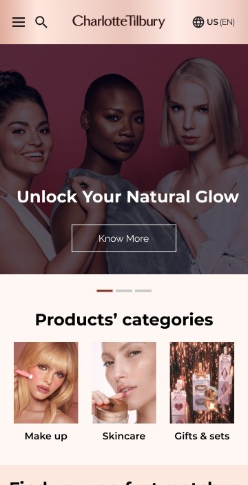 The same homepage on mobile