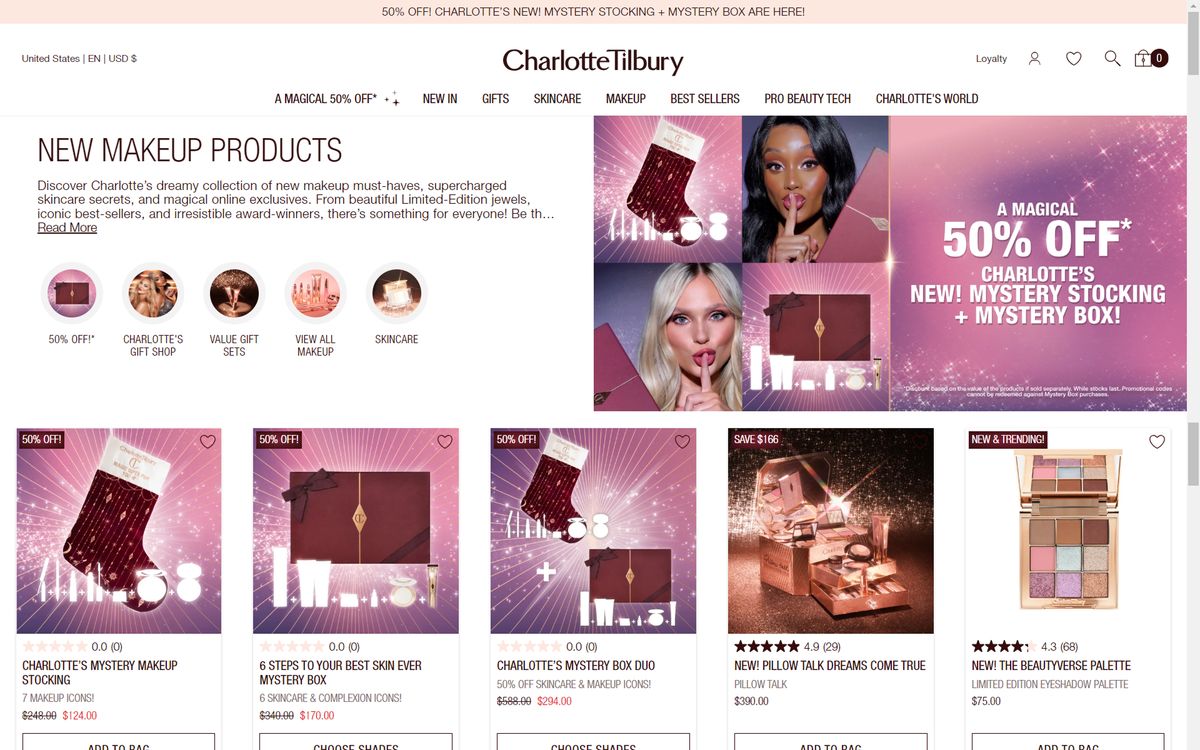 Original promotional landing — a large seasonal campaign banner dominates the first screen