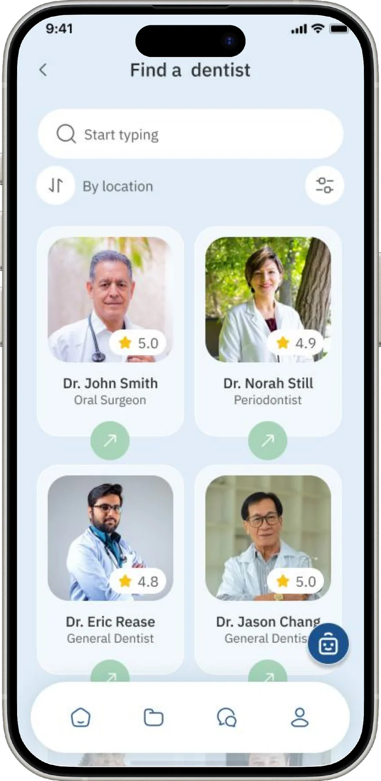 Provider finder — in-network dentists with ratings and specialties, ready to book
