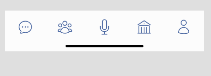 Bottom tab bar — chat, community, voice, learn, profile