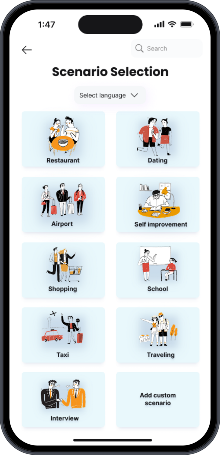 Tallo scenario selection screen